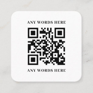 Cartão De Visita Quadrado Código QR personalizado preto elegante com logotip