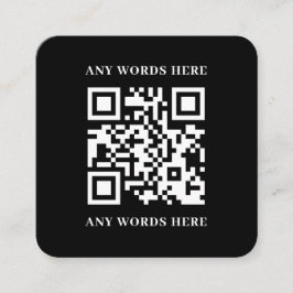 Cartão De Visita Quadrado Código QR personalizado preto elegante com logotip