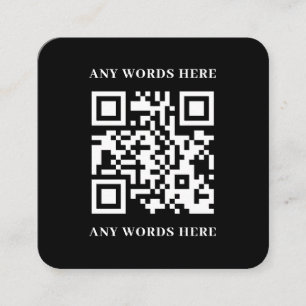 Cartão De Visita Quadrado Código QR personalizado preto elegante com logotip