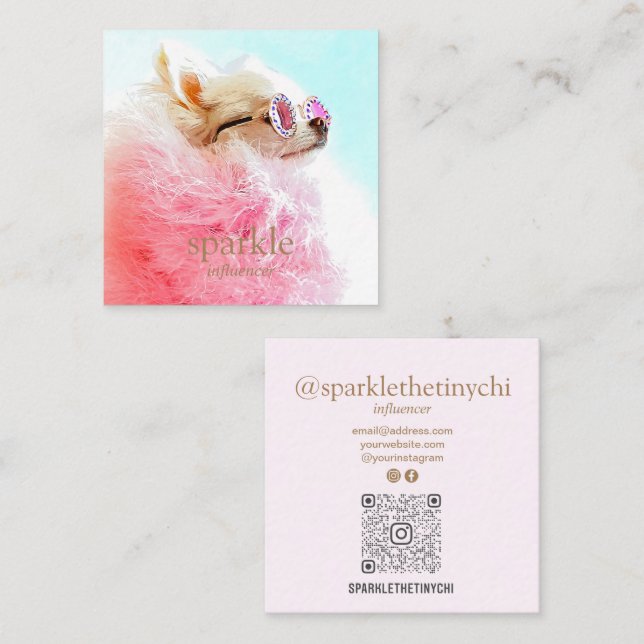 Cartão De Visita Quadrado Código QR personalizável de digitalização de fotos (Frente/Verso)