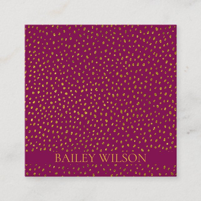 Cartão De Visita Quadrado Código QR pontos do ouro padrão moderno (Frente)