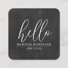 Cartão De Visita Quadrado Código QR Preto da Cinza de Alô Minimalista Modern