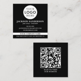 Cartão De Visita Quadrado Código QR Preto Profissional com Logotipo Personal