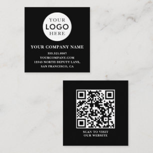 Cartão De Visita Quadrado Código QR Profissional com Logotipo Personalizável