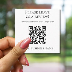 Cartão De Visita Quadrado Código QR Profissional de Avaliação Google 