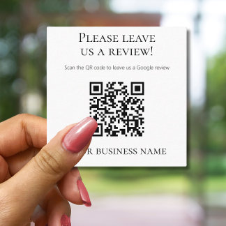 Cartão De Visita Quadrado Código QR Profissional de Avaliação Google