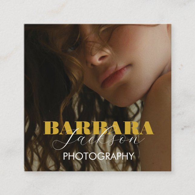 Cartão De Visita Quadrado Código qr profissional de fotografia (Frente)