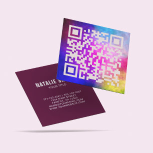 Cartão De Visita Quadrado Código QR profissional - Na moda exclusivo colorid