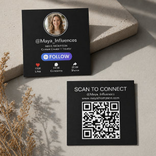 Cartão De Visita Quadrado Código QR Quadrado Estilo UI Mídia Social Influenc