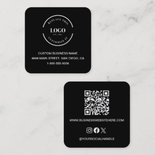 Cartão De Visita Quadrado Código QR quadrado moderno de site com logotipo pe
