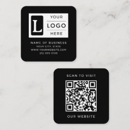 Cartão De Visita Quadrado Código QR Quadrado Preto Minimalista Moderno com L