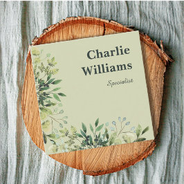 Cartão De Visita Quadrado Código QR quadro botânico deixa boho