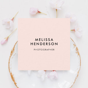 Cartão De Visita Quadrado Código QR Rosa Blush Maquiagem Feminina Minimalist