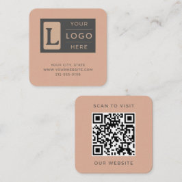 Cartão De Visita Quadrado Código QR Rosa Poeirento Moderno Logotipo Personal
