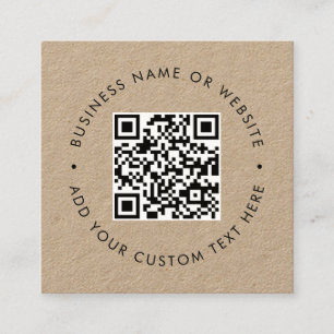 Cartão De Visita Quadrado Código QR Rustic Kraft Modern Minimale Professi