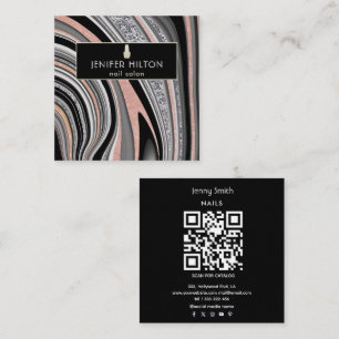 Cartão De Visita Quadrado código QR Salão de unhas de gode goma contemporâne