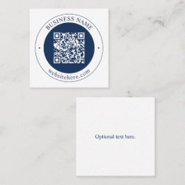 Cartão De Visita Quadrado Código QR & Texto personalizáveis | Azul-marinho e