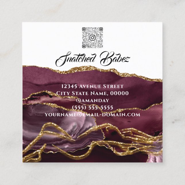 Cartão De Visita Quadrado CÓDIGO QRCODE Dourado de Esculpimento de Massagem  (Verso)