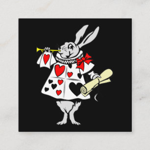 Cartão De Visita Quadrado Coelho da Páscoa de Wonderland tocando música