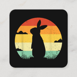 Cartão De Visita Quadrado Coelho Retro Estilo Vintage 80s Estilo Bunny Lover