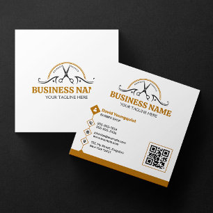 Cartão De Visita Quadrado Coiffeur mínimo do Compro de Barbeiros Castanhos e