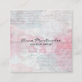 Cartão De Visita Quadrado Colagem de Mídia Mista abstrato Pastel