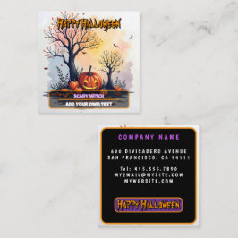 Cartão De Visita Quadrado Coleção Assustadora Fofa de Halloween na Moda