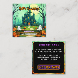 Cartão De Visita Quadrado Coleção Moderna Fofa e Assustadora de Halloween