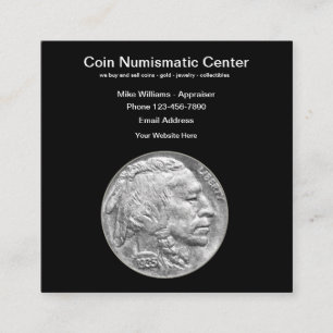 Cartão De Visita Quadrado Colecionador de Moedas Numismáticas