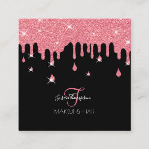 Cartão De Visita Quadrado Coletor de Lâmpada Rosa, Maqueamento do Cabelo Art
