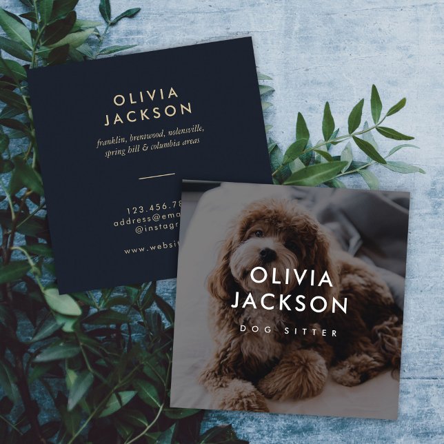 Cartão De Visita Quadrado Coletor Mínimo Moderno de Cães Cachorro Cachorro (Criador carregado)