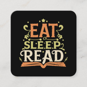Cartão De Visita Quadrado Comer Dormir Ler, Leitura Divertida