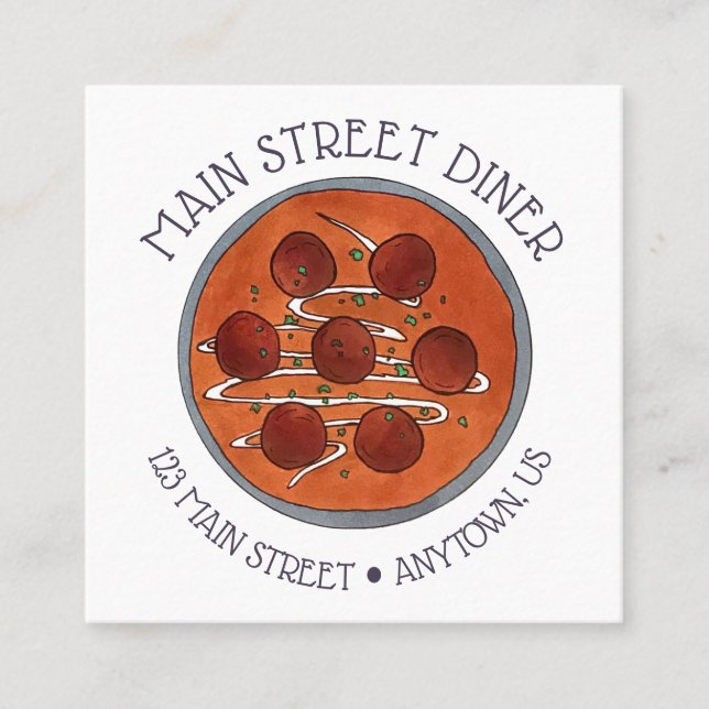 Cartão De Visita Quadrado Comida indiana Cuisine Malai Kofta Vegetariana (Frente)