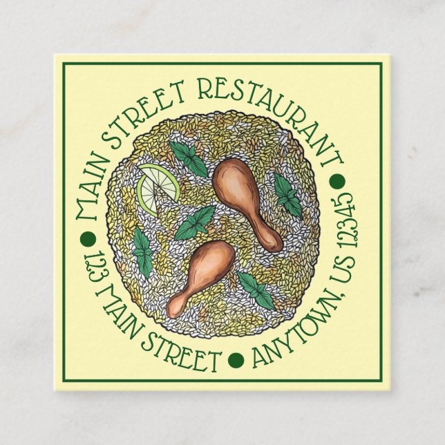 Cartão De Visita Quadrado Comida indiana - Restaurante da cozinha - frango B (Frente)