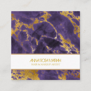 Cartão De Visita Quadrado *~** Composição de Cabelo Menino Dourado Marble
