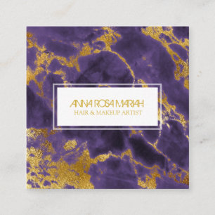 Cartão De Visita Quadrado *~** Composição de Cabelo Menino Dourado Roxo Ma