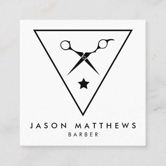 Cartão De Visita Quadrado Compro BARBER | Corte de cabelo e comidas (Frente)