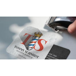 Cartão De Visita Quadrado Compro Barber Hair Código QR da Coroa Real Barber 