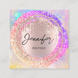 Cartão De Visita Quadrado Compro Boutique profissional - Holografia do logot