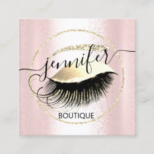 Cartão De Visita Quadrado Compro de Lash de ativação profissional Rosa de 