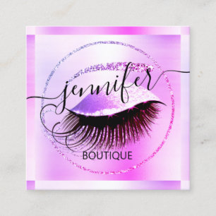Cartão De Visita Quadrado Compro de Lash de Reativação Profissional Brilha