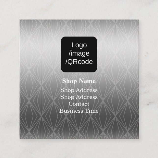 Cartão De Visita Quadrado Compro de Prata Metálica em Geometria Moderna (Frente)