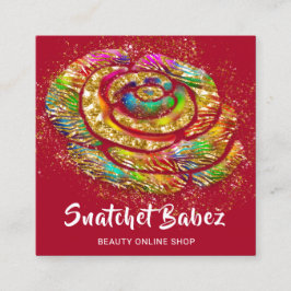 Cartão De Visita Quadrado Compro online Red Rainbow Dourado QR Code Squar