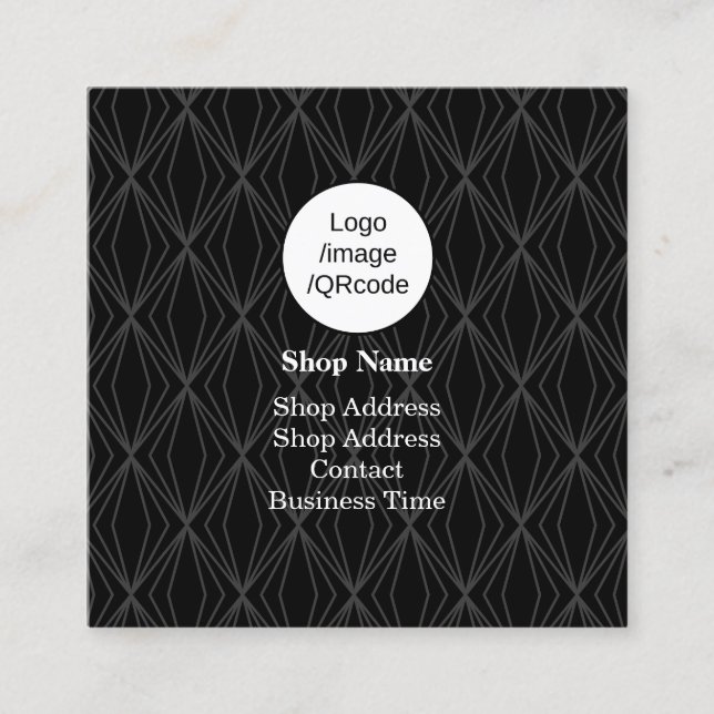 Cartão De Visita Quadrado Compro Preto de Geometria Moderna (Frente)