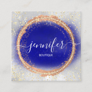 Cartão De Visita Quadrado Compro profissional Boutique Cobre Azul Dourado Re