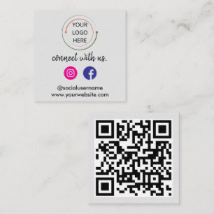 Cartão De Visita Quadrado Conecte-se Conosco Código QR de Mídia Social Mod