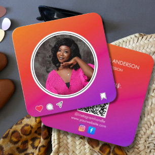 Cartão De Visita Quadrado Conecte-se Conosco Mídia Social Instagram