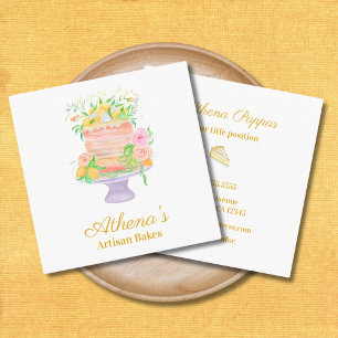 Cartão De Visita Quadrado Confeiteiro Pastry Chef Catering Aquarela