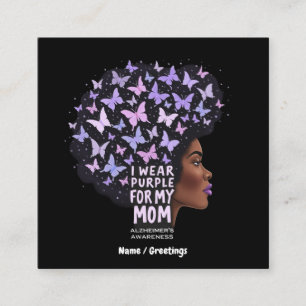 Cartão De Visita Quadrado Consciência do mal de Alzheimer - Eu Visto roxo pa