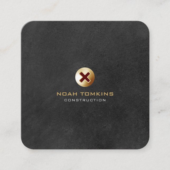 Cartão De Visita Quadrado Construtor de Homens Profissionais Modernos (Frente)